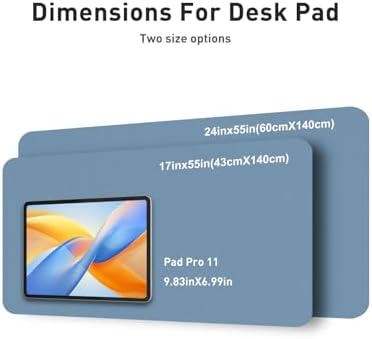 Aothia Faux Leather Desk Mat - Non-Slip PU Leather Desk Blotter, Waterproof Writing Surface, Large Desk Pad for Office & Home (Denim Blue, 55" x 17")