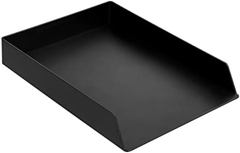 Amazon Basics Rectangular Plastic Desk Organizer, Letter Size Tray, 4-Pack, 9.7 x 2.2 x 13 inches, Black