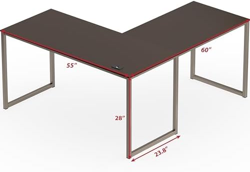 SHW Mission 55 x 60 L-Shape Home Office Computer Desk, Espresso