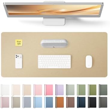 YSAGi Leather Desk Pad Protector, Office Desk Mat, Large Mouse Pad, Non-Slip PU Leather Desk Blotter, Laptop Desk Pad, Waterproof Desk Writing Pad for Office and Home (Gold, 23.6" x 13.8")