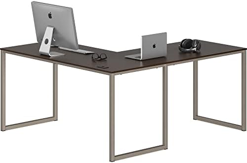 SHW Mission 55 x 60 L-Shape Home Office Computer Desk, Espresso