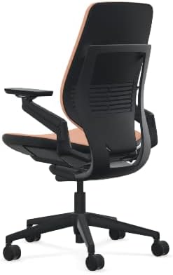 Steelcase Gesture Office Chair - Era Persimmon Fabric, Medium Seat Height, Shell Back, Black on Black Frame, Lumbar Support, and Hard Floor Casters