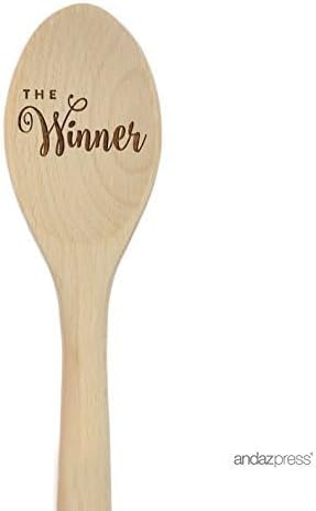 Andaz Press Laser Engraved Wooden Mixing Spoon Trophy Award Prize, 12-inch, Winner, 1-Pack