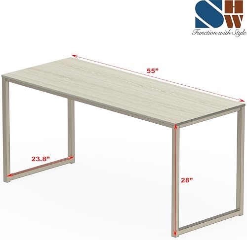 SHW Mission 55-Inch Home Office Computer Desk, Maple