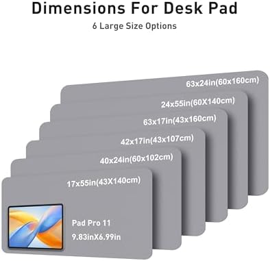 Aothia Faux Leather Desk Mat - Large Mouse Pad, Non-Slip PU Leather Blotter, Waterproof Writing Surface for Office and Home (Light Grey, 42" x 17")