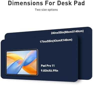 Aothia Faux Leather Desk Mat - Non-Slip PU Leather Desk Blotter, Waterproof Writing Surface, Large Desk Pad for Office & Home (Dark Blue, 55" x 17")