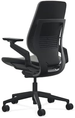 Steelcase Gesture Office Chair - Era Night Owl Fabric, Low Seat Height, Shell Back, Black on Black Frame, Lumbar Support, and Hard Floor Casters