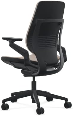 Steelcase Gesture Office Chair - Era Truffle Fabric, Low Seat Height, Shell Back, Black on Black Frame, Lumbar Support, and Hard Floor Casters