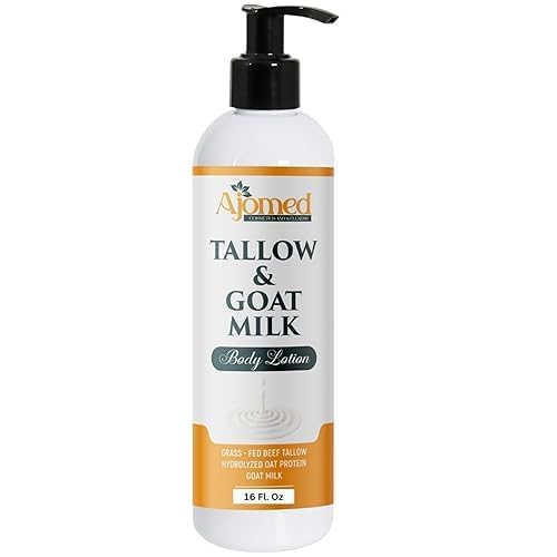 Tallow & Goat Milk Body Lotion for Sensitive Skin, Organic moisturizing Lotion - tallow for skin cream, Dry skin, Goat Milk face and body Moisturizer - Handmade Tallow lotion 12oz LAVENDER VANILLA