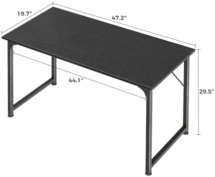 Huuger 48 Inch Office & Gaming Desk with Storage, Modern Simple Design, Large Legroom, Black Metal Frame