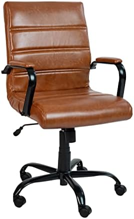 Flash Furniture Mid-Back LeatherSoft Executive Office Chair, Brown/Black