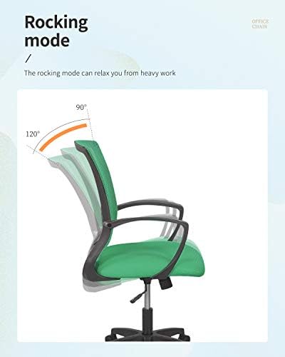 FDW | Mid Back Office Chair | Green | with Lumbar Support, 360 Swivel
