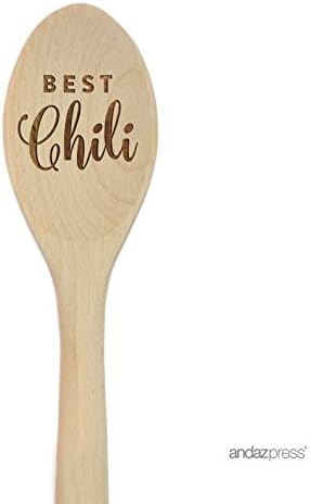 Andaz Press Laser Engraved Wooden Mixing Spoon Trophy Award Prize, 12-inch, Best Chili, 1-Pack