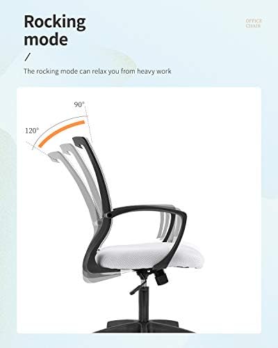 FDW | Mid Back Office Chair | White | with Lumbar Support, 360 Swivel