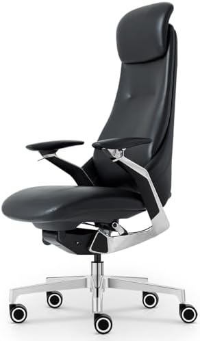 Genuine Leather Executive Office Chair，Top-Grain Cowhide, Ergonomic Design