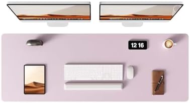 YSAGi Leather Desk Pad Protector, Office Desk Mat, Large Mouse Pad, Non-Slip PU Leather Desk Blotter, Laptop Desk Pad, Waterproof Desk Writing Pad for Office and Home(Grayish Lavender, 47" x 17")