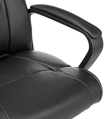 Amazon Basics Office Task Chair with Adjustable Height, 360° Swivel, Padded Armrests, Mid-Back, Rolling, 275 Pound Capacity, 24.2"D x 24"W x 34.8"H, Black Faux Leather