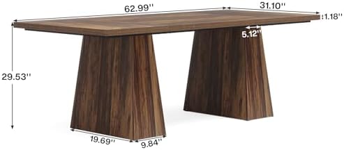 Tribesigns 63-Inch Executive Desk, Large Office Computer Desk with Double Pedestal, Modern Simple Workstations Writing Table Conference Table Business Furniture for Home Office, Rustic Brown