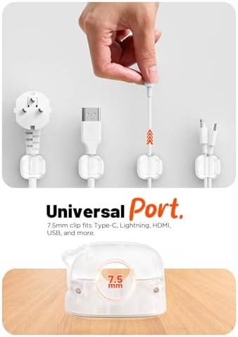 Cable Clips,8 Pack Cord Holder Cord Organizer [1s Lock & Strongest Adhesive] Spring Cord Clips Phone Charger Wire Desk Cable Management Nightstand Home Office School Decor Women Desk,Transparent Clear