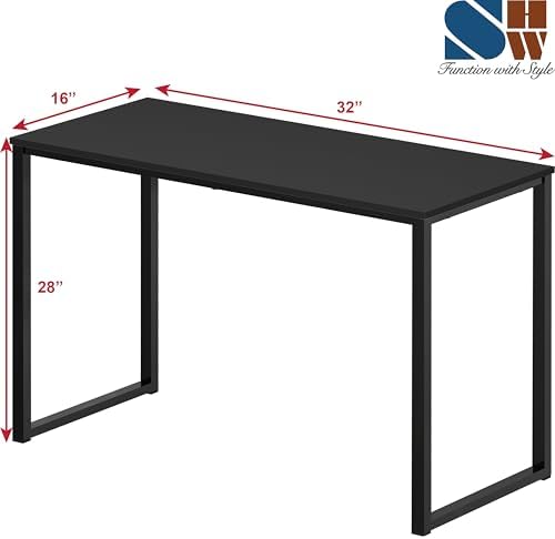 SHW Mission 32-Inch Home Office Computer Desk, Black