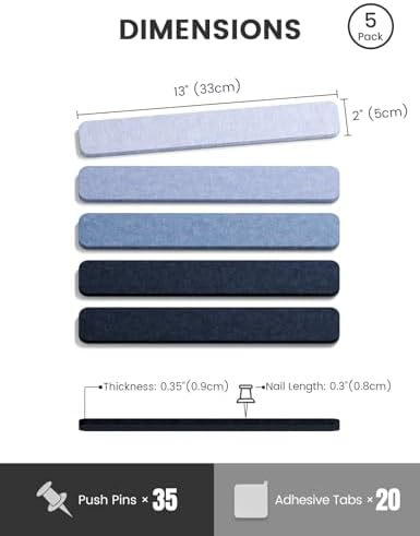 Fluxynara 13" x 2" Felt Wall Panels, Denim Mist