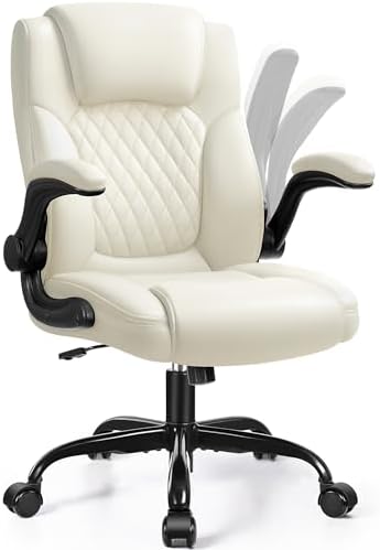 Leather Office Chair, PU Home Computer Desk Chairs with Ergonomic Back Support, 360°Swivel Free，Small Gaming Chair with Wheels and Adjustable Armrests, for Short People Use