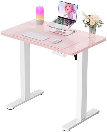 ErGear Height Adjustable Electric Standing Desk, 32 x 19 Inches Sit Stand up Desk, Memory Computer Home Office Desk, Pink