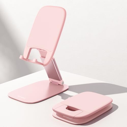 Lamicall Foldable Ultra-Thin Phone Holder, Pink Desk Accessories for Women
