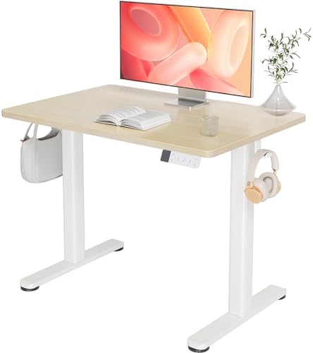 Claiks Electric Height Adjustable Standing Desk, 35x20 Inch, Nature