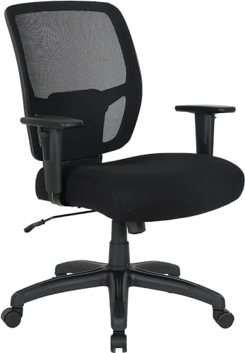 Amazon Basics Big and Tall Mesh Office Chair with Adjustable Armrests, Lumbar Support, Adjustable Height, 400lbs Capacity, Black