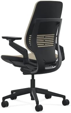 Steelcase Gesture Office Chair - Cogent: Connect Malt Fabric, High Seat Height, Shell Back, Black on Black Frame, Lumbar Support, and Hard Floor Casters