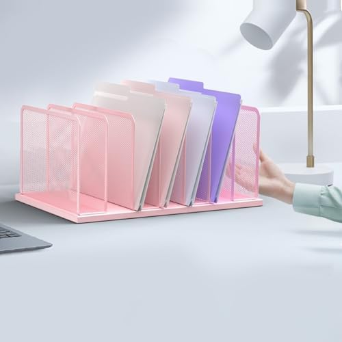 Kuntine.B 7-Section Upright Desk File Organizer Pink 1 Pack