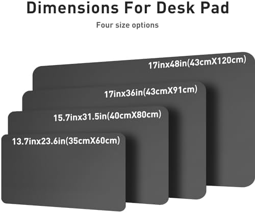 Aothia Leather Desk Pad Protector, Mouse Pad, Office Desk Mat, Non-Slip PU Leather Desk Blotter, Laptop Desk Pad, Waterproof Desk Writing Pad for Office and Home (48"x17", Gray)