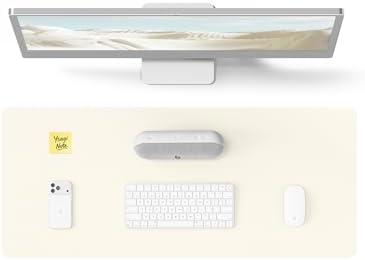 YSAGi Leather Desk Pad Protector, Office Desk Mat, Large Mouse Pad, Non-Slip PU Leather Desk Blotter, Laptop Desk Pad, Waterproof Desk Writing Pad for Office and Home (Cream, 23.6" x 13.8")