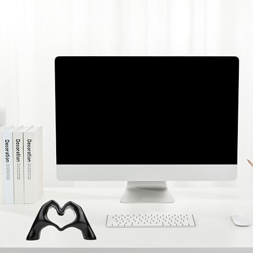Small Heart Hands Sculpture Decor for Living Room Bedroom Bookshelf Coffe Table and Office Display, Love Finger Statue Modern Aesthetic Home Decor, Unique Gift for Wedding Christmas Birthday (Black)