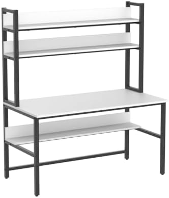 Aquzee Desk with Shelves, Computer Desk with Hutch, 55"