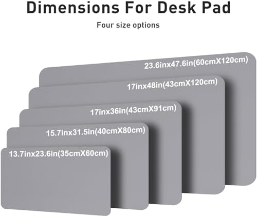 Aothia Faux Leather Desk Mat – Large Mouse Pad, Non-Slip PU Leather Blotter, Waterproof Writing Surface for Office and Home (Light Grey, 47.2" x 23.6")