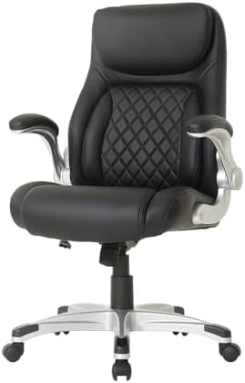 Nouhaus +Posture Ergonomic PU Leather Office Chair. Click5 Lumbar Support with FlipAdjust Armrests. Modern Executive Chair and Computer Desk Chair (Black)