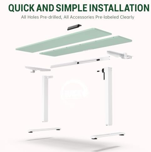 Veken 55 Inch Large Electric Standing Desk, Gaming Table, Green