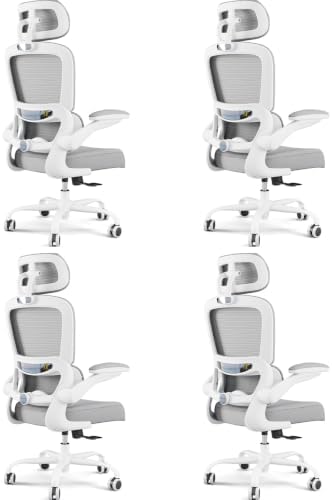 TRALT Office Chair Ergonomic Desk Chair - Gaming Chair with Lumbar Support (4, White)