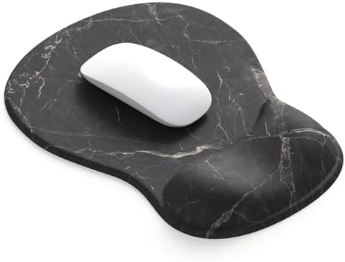 ErgoComfort Gel Wrist Rest Mouse Pad-Ergonomic Office Mousepad with Wrist Support-Non-Slip, Design Desk Accessories Mat for Home&Game Decor (08Black Marble)