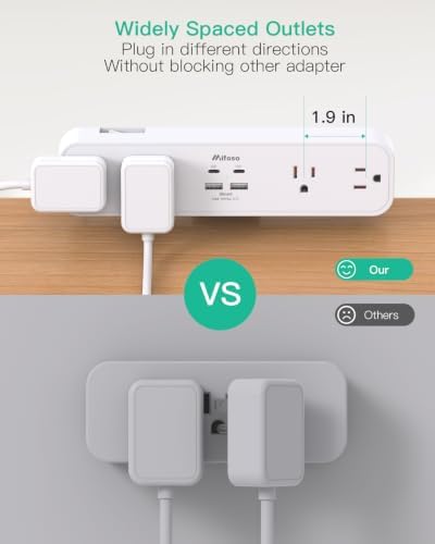 Mifaso PD40W USB C Desk Clamp Power Strip, 1080J Surge Protector