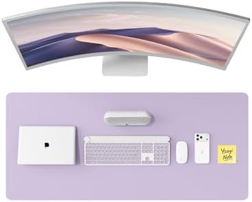 YSAGi Leather Desk Pad Protector, Office Desk Mat, Large Mouse Pad, Non-Slip PU Leather Desk Blotter, Laptop Desk Pad, Waterproof Desk Writing Pad for Office and Home (Light Purple, 47" x 17")