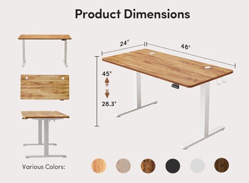 FEZIBO 48 x 24 Inchs Electric Standing Desk, Height Adjustable, Sit Stand Up, Computer Office Desk with Splice Board, White Frame/Light Rustic Top