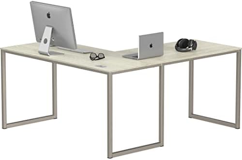 SHW Mission 55 x 60 L-Shape Home Office Computer Desk, Maple