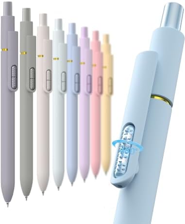 Hiacry 8 Pcs Gel Ink Pens, 0.7mm Fine Point for Smooth Writing Journaling Aesthetic Pens, Black Quick-Dry Long Lasting Fidge Pens, Cute School Office Supplies Gifts for Women （Morandi Black Ink）