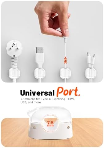 Cable Clips,12Pack Cord Holder Cord Organizer [1s Lock & Strongest Adhesive] Spring Cord Clips Phone Charger Wire Desk Cable Management Nightstand Home Office School Decor Women Cute Desk White