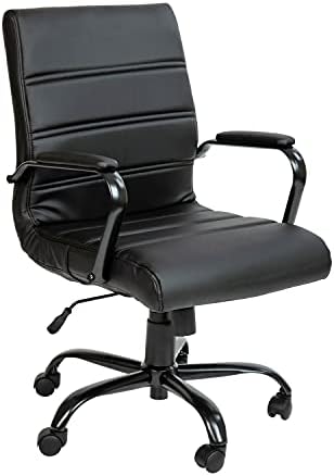 Flash Furniture Mid-Back LeatherSoft Executive Office Chair, Black/Black
