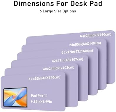 Aothia Faux Leather Desk Mat - Large Mouse Pad, Non-Slip PU Leather Blotter, Waterproof Writing Surface for Office and Home (Lavender, 42" x 17")