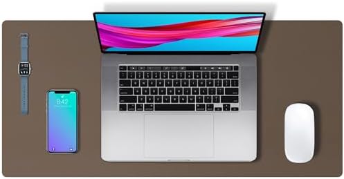 Aothia Leather Desk Pad Protector, Large Mouse Pad, Office Mat, Non-Slip PU Leather Blotter, Laptop Desk Pad, Waterproof Writing Pad for Office and Home (Coffee, 23.6" x 13.7")